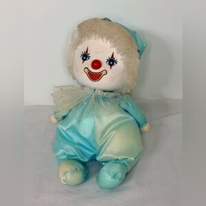 Vintage Wind Up Plush Clown Musical Doll Retro Circus